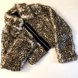 Y2K 90s Wet Seal Crop Faux Fur Jacket